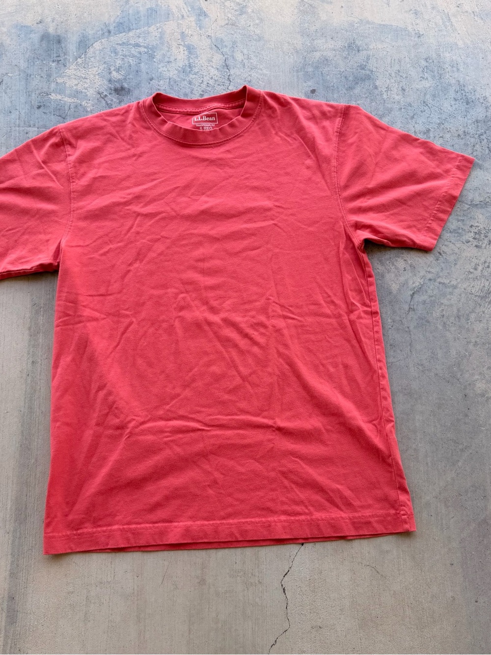 L.L. Bean red coral Men’s Short-Sleeve Crewneck T-Shirt in Coral